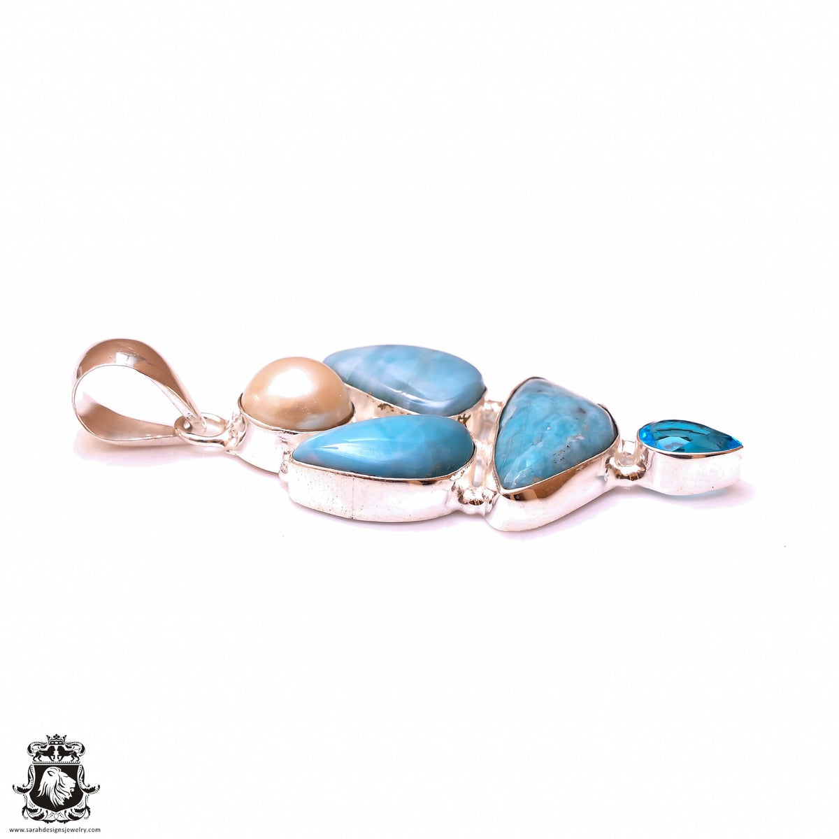 AAA Larimar Pearl Pendant & 3MM Italian Chain P9891