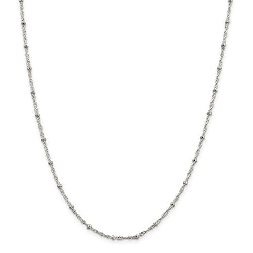 Sterling Silver 2.50mm Singapore With Beads Chain