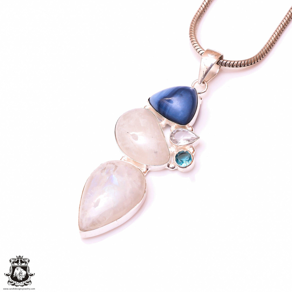Rainbow Moonstone Owyhee Opal Pendant & 3MM Italian Chain P9999