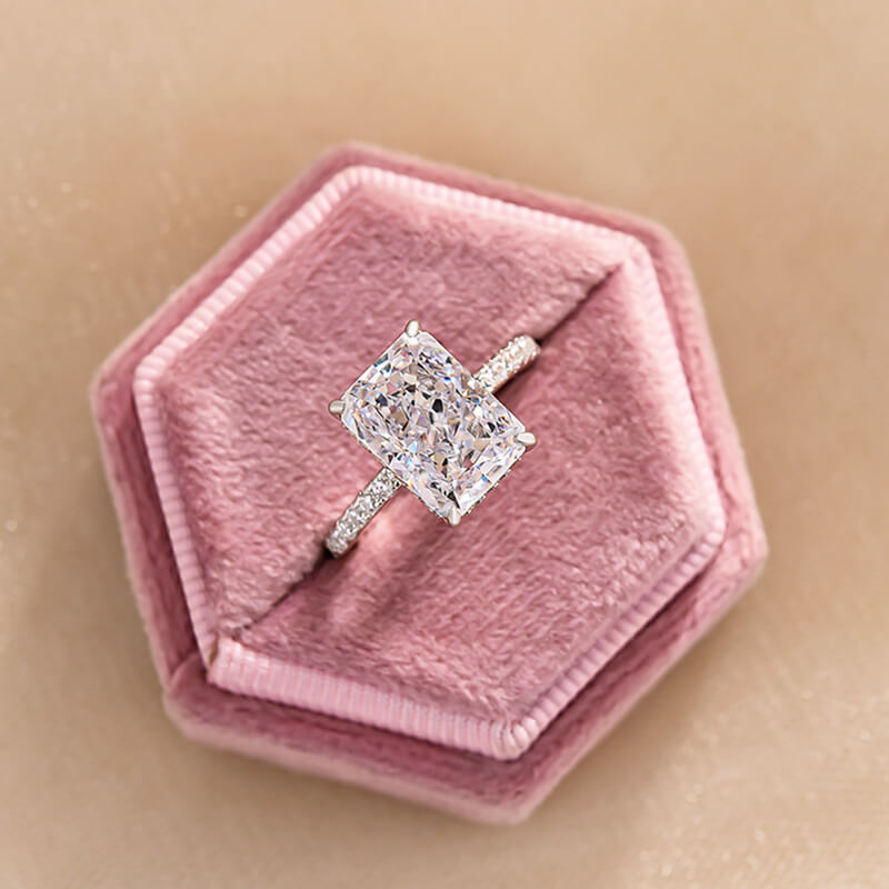 Radiant Cut White Stone White Gold Solitaire Ring