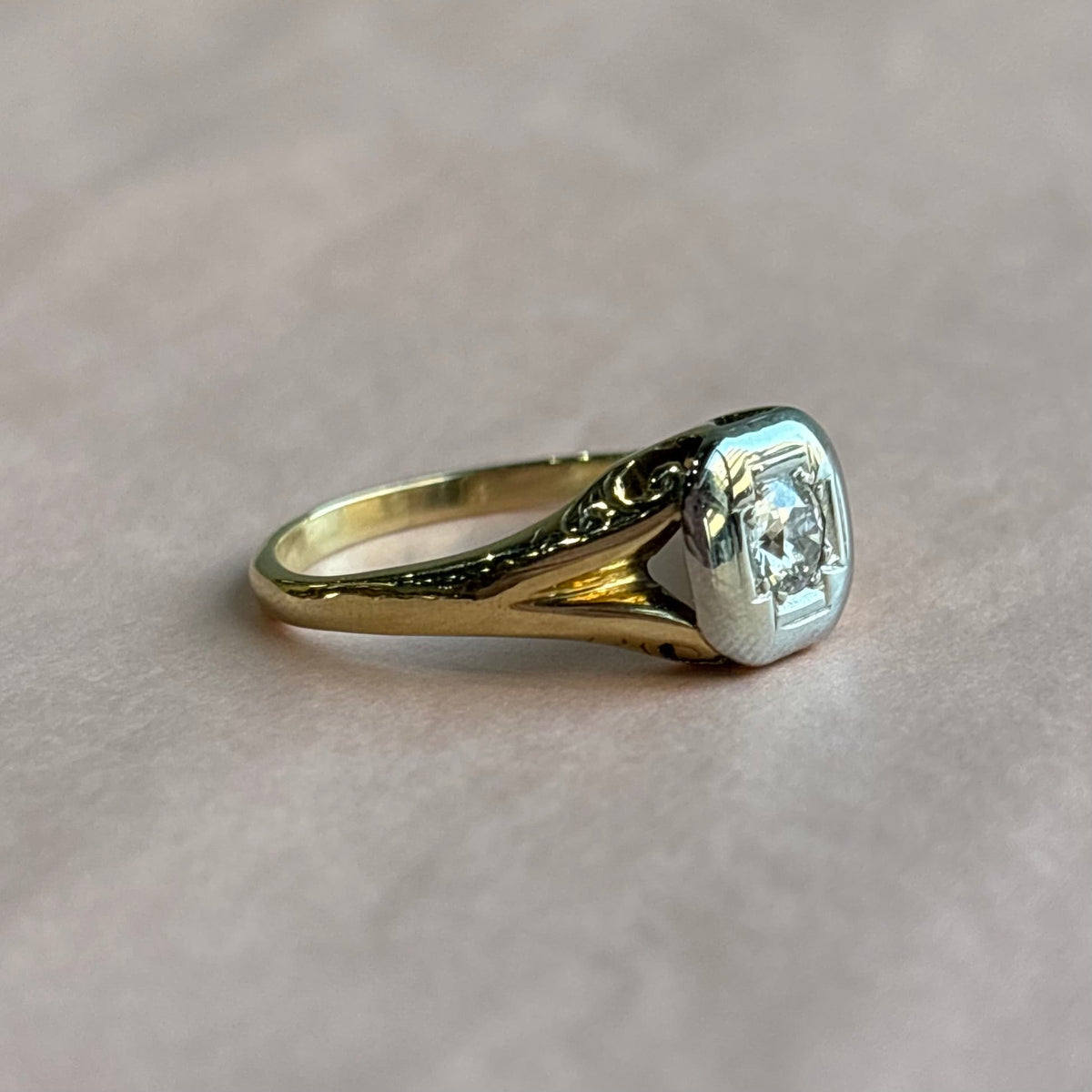 0.25CT Old European Cut Art Deco Solitaire Ring | Vintage