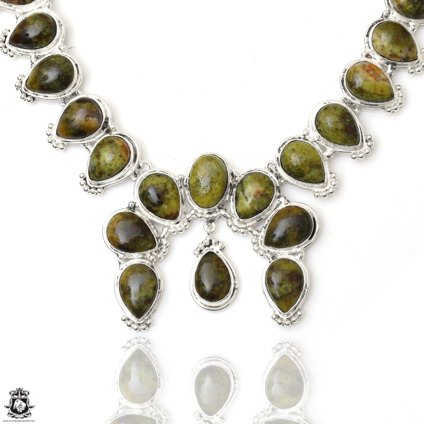 Polish Gaspéite Squash Blossom Statement Necklace BN74