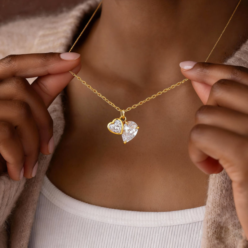 "Theodore" Toi Et Moi Heart Cut Classic Necklace