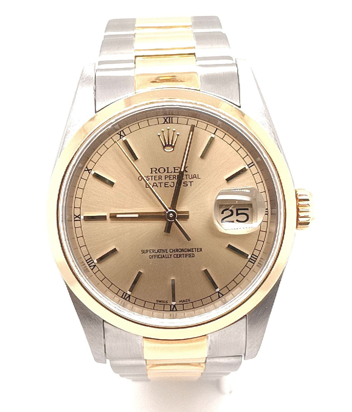 Gent's 18K Gold & Stainless Pre-owned Rolex Datejust with Champagne Dial, Circa 2001