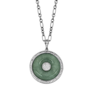Genuine Green Jade Circle & Genuine White Topaz