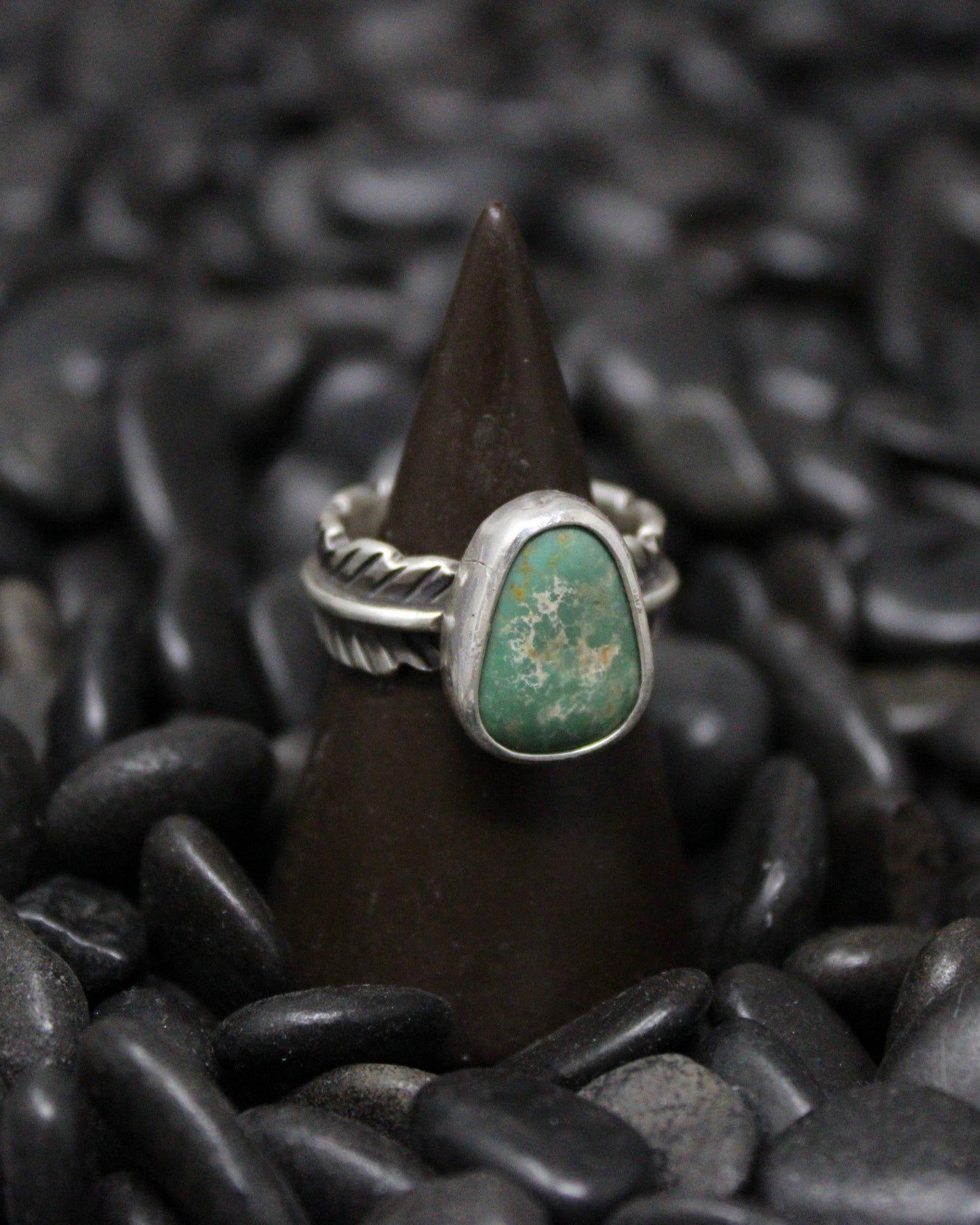 Turquoise Feather Ring size 7