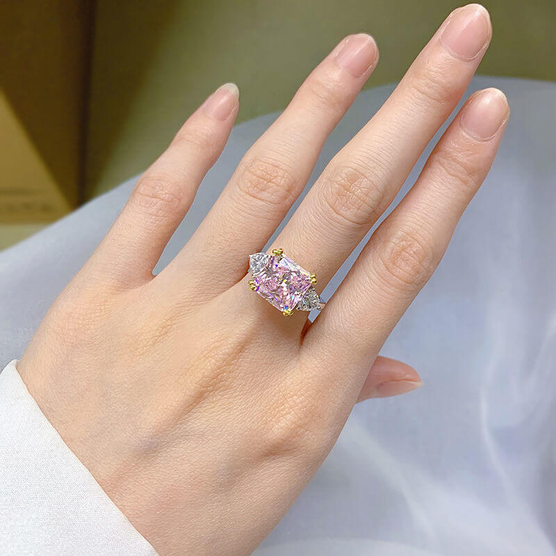 Dazzling Radiant Cut Yellow Stone Sterling Silver Engagement Ring