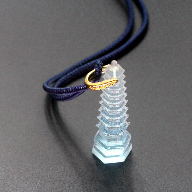Fortune Jewel Liuli Ancient Pagoda Wisdom Necklace