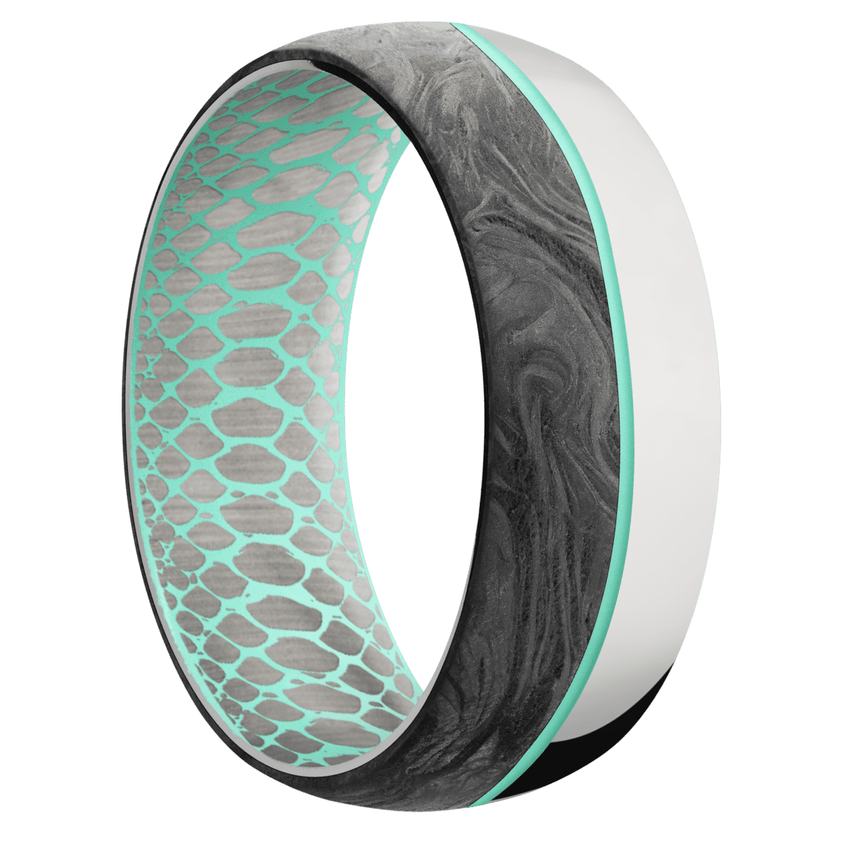 10K White Gold + Polish Finish + Robins Egg Blue