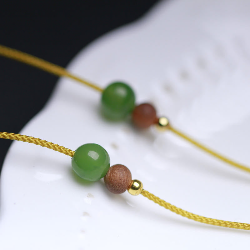 Fortune Jewel Natural Hetian Jade Small Bag Pattern Prosperity String Necklace Pendant