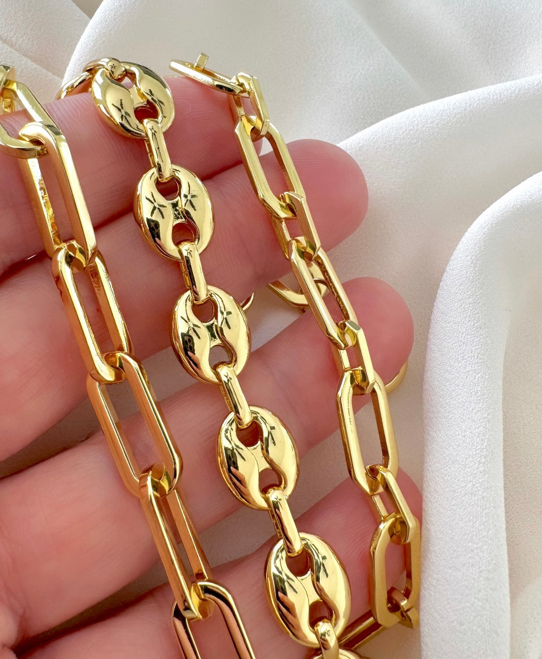 24k Gold Filled Geometric Shaped Paperclip Link Chain Bracelet - Stacking Bracelets - Gift Ideas for Women