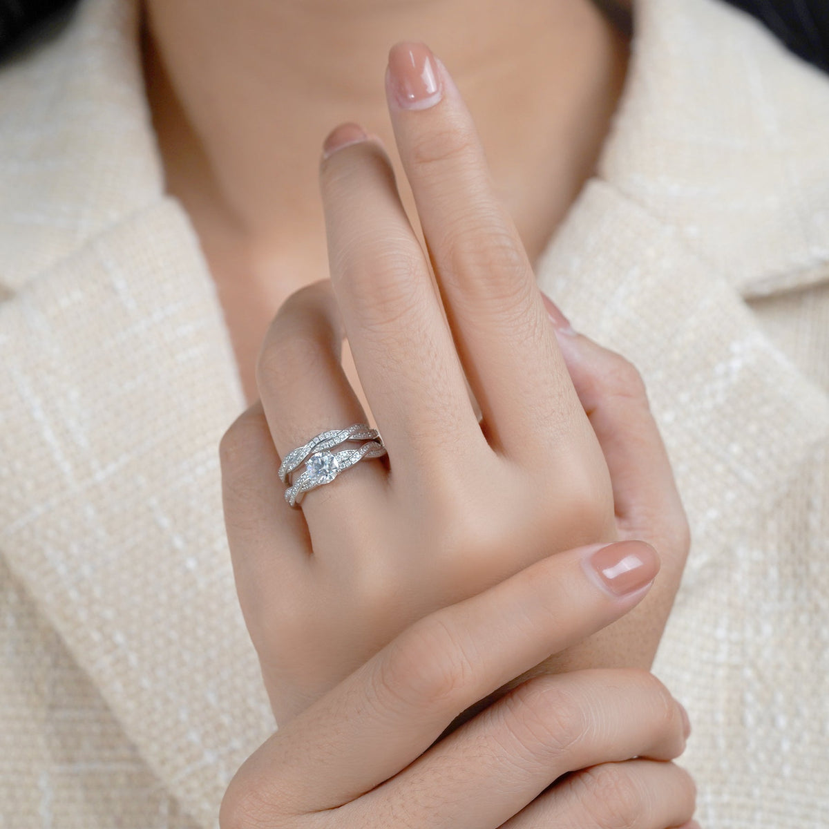 1 Carat Round Lab Diamond Infinity Bridal Set