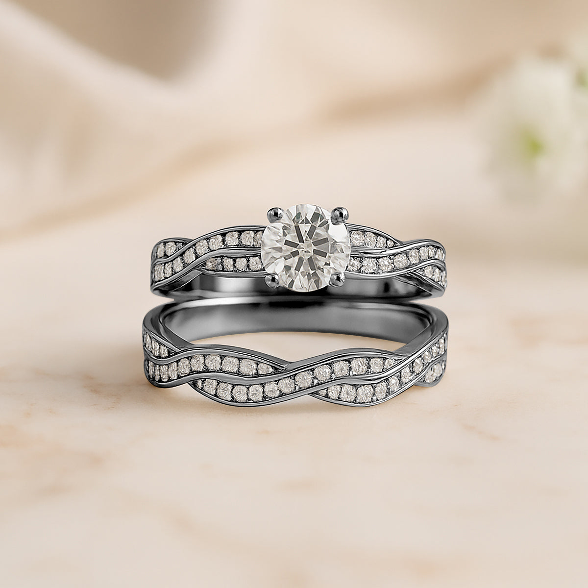 1 Carat Round Lab Diamond Infinity Bridal Set
