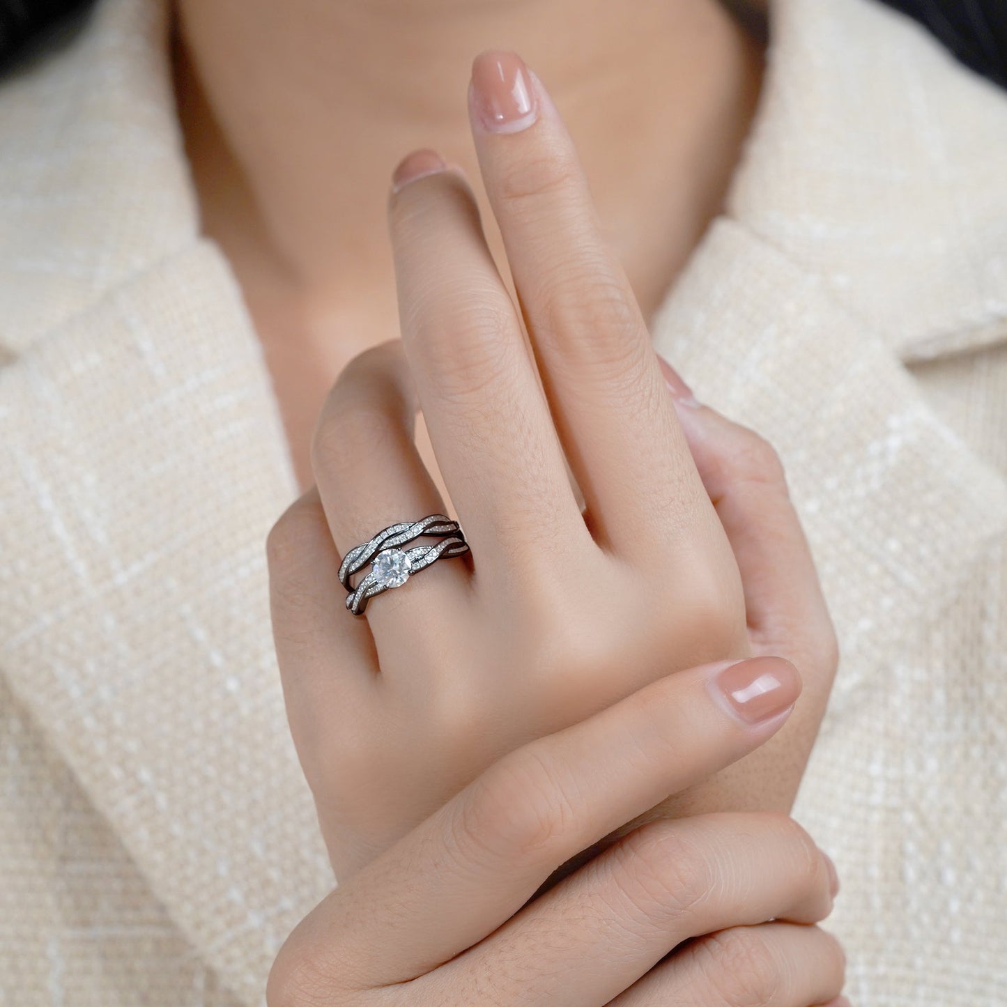 1 Carat Round Lab Diamond Infinity Bridal Set