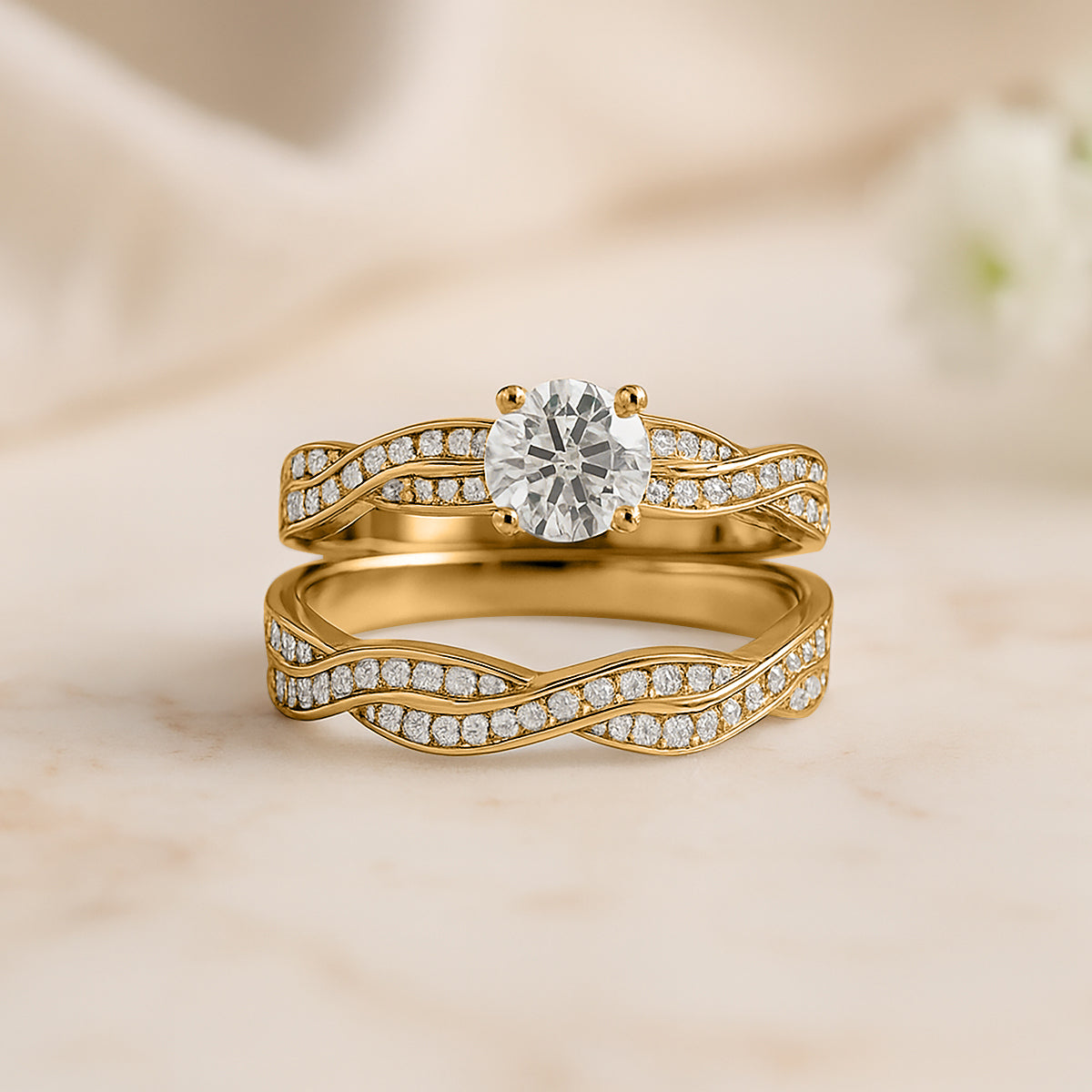 1 Carat Round Lab Diamond Infinity Bridal Set
