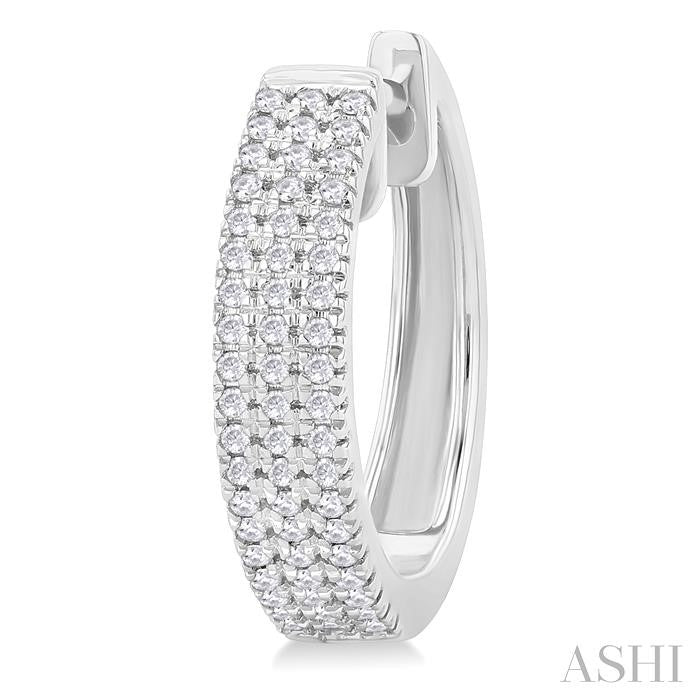 Three Row Diamond Hoop Earrings