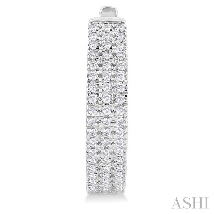 Three Row Diamond Hoop Earrings
