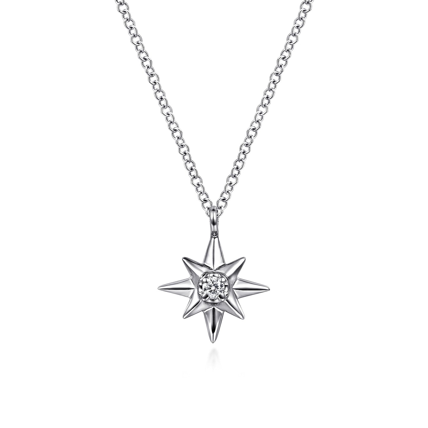 Sterling Silver Diamond Star Pendant