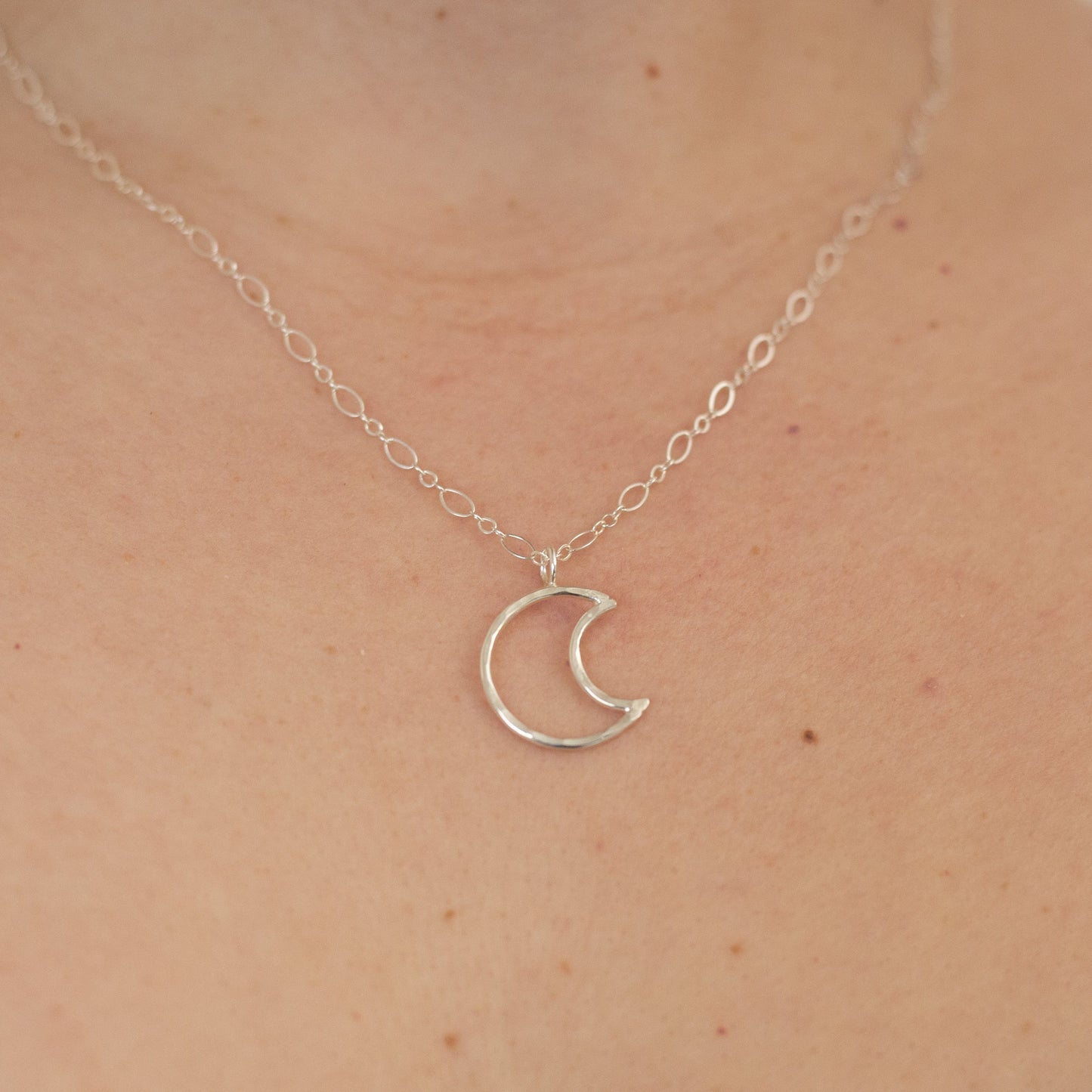 Open Moon Necklace in Sterling Silver / Ready to Ship