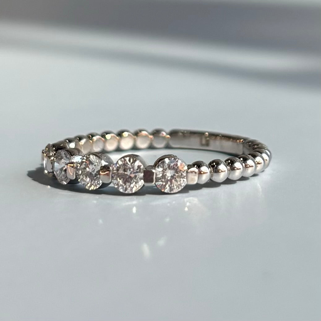 0.50 CTW Natural Diamond Beaded Band | 14K White Gold