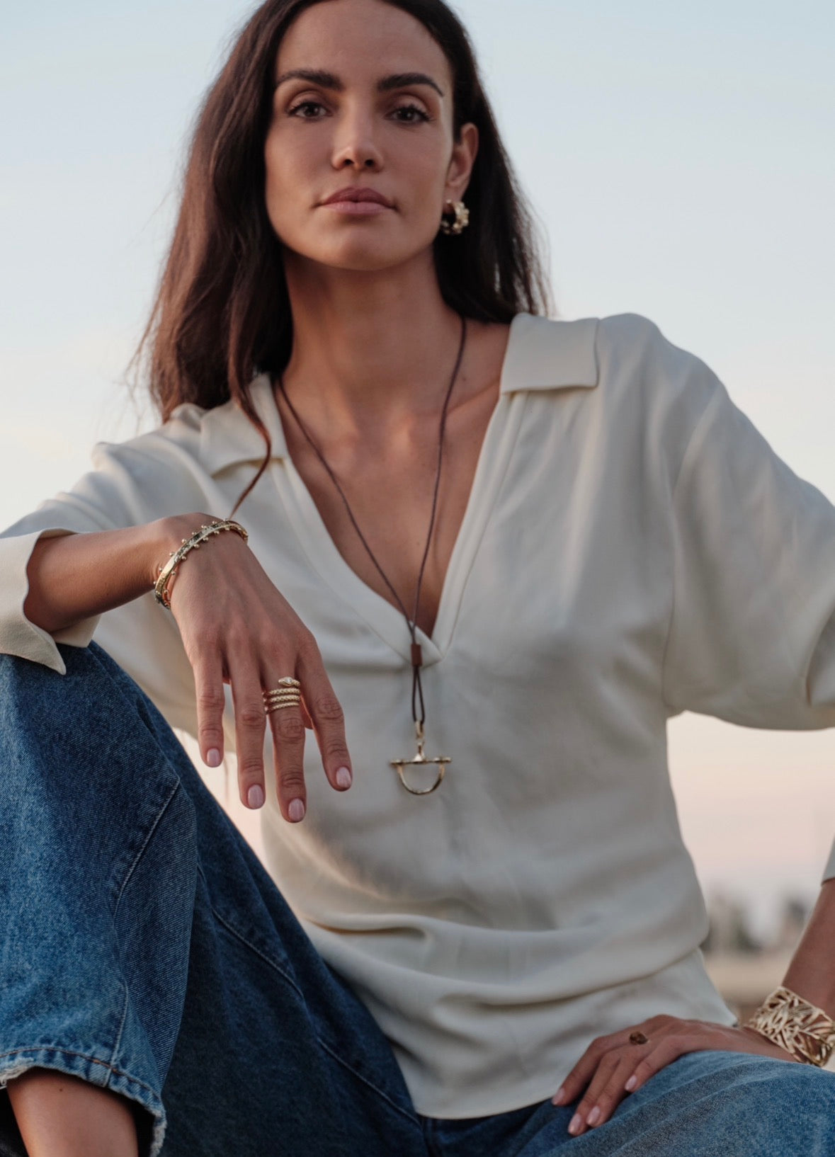 Cheval Leather Necklace, Gold