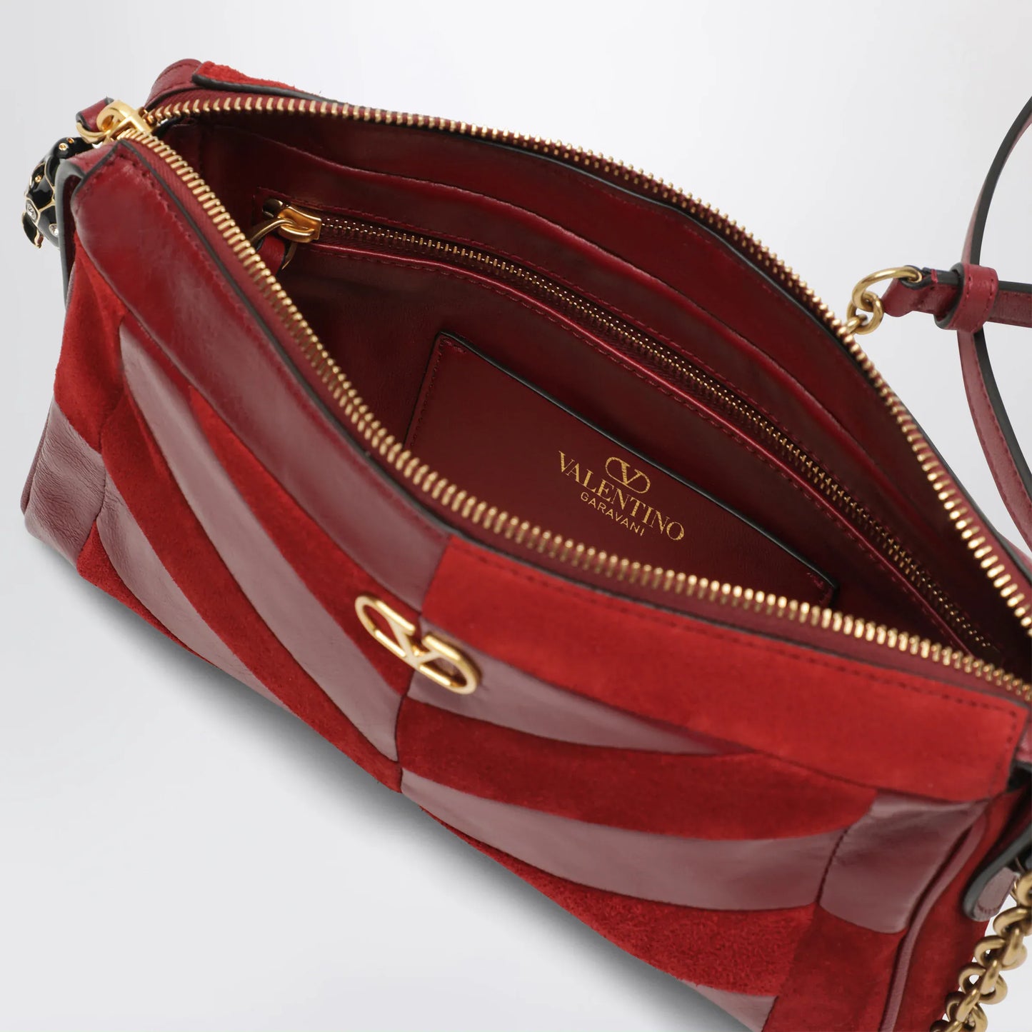 Valentino Garavani - Small Panthea shoulder bag in suede and nappa leather with Chevron pattern