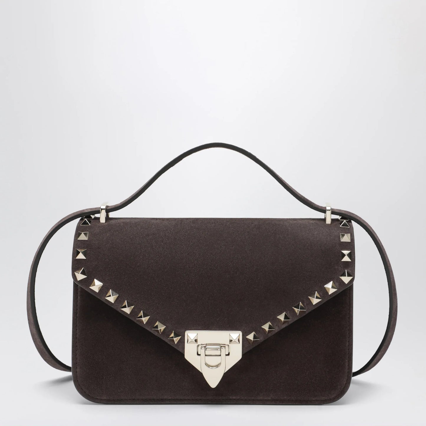Valentino Garavani - Small Rockstud crossbody bag in ebony brown suede