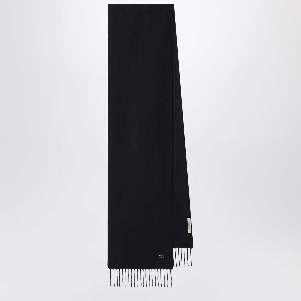 Valentino Garavani - Black cashmere scarf with VLogo detail
