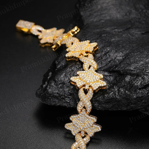 8mm Yellow Gold Plated 925 Silver Moissanite Orchid Bracelet