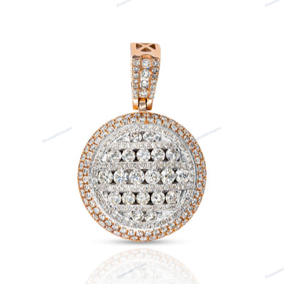 Moissanite Silver 2 Tone Diamond Set Round Pendant