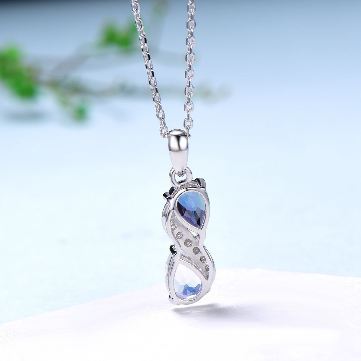 Vintage June birthstone Snake Necklace Alternative alexandrite moonstone pendant vintage art deco promise gift pear shaped pendant for girl