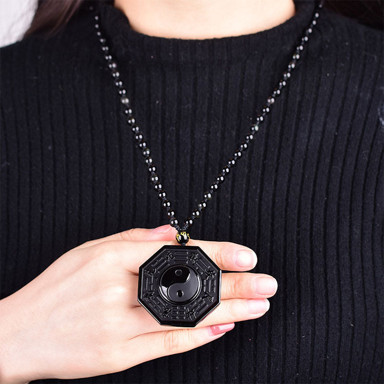 Yin and Yang Black Obsidian Positivity Necklace