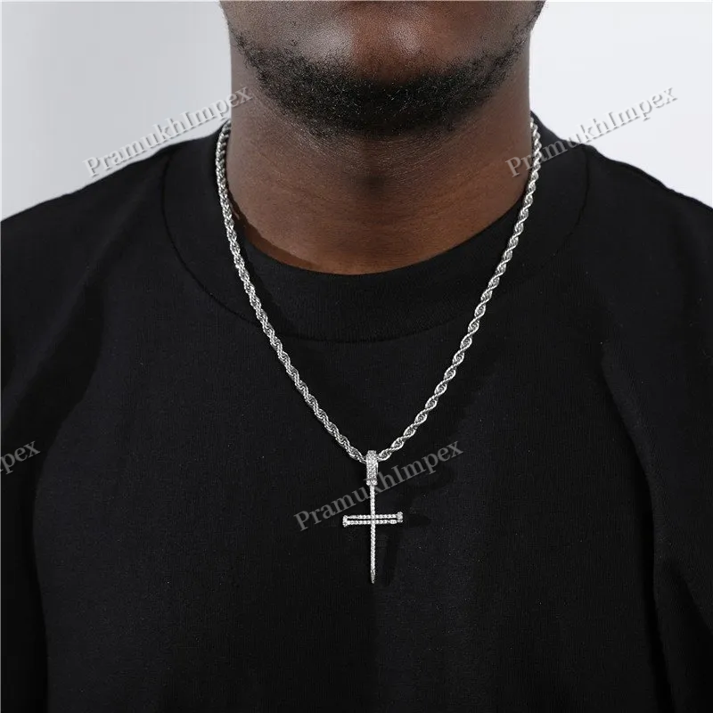 Antique Sterling Silver 3 Nails Minimalist Diamond Necklace