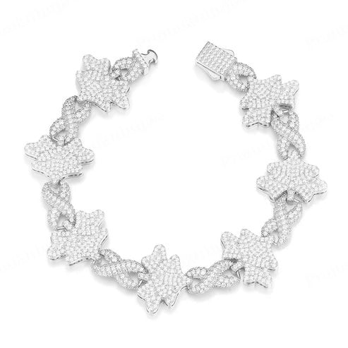 8mm Yellow Gold Plated 925 Silver Moissanite Orchid Bracelet