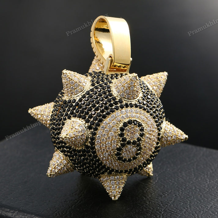 Two tone Moissanite Silver 8 Ball Pendant