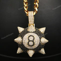 Two tone Moissanite Silver 8 Ball Pendant