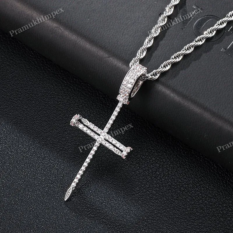 Antique Sterling Silver 3 Nails Minimalist Diamond Necklace