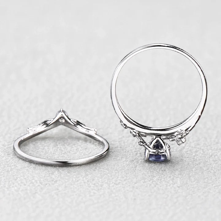 Iris’s Vine | Vintage Pear Alexandrite & Moonstone Bridal Set 2pcs
