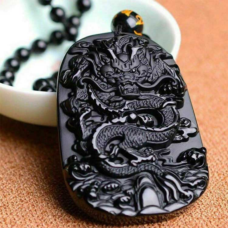 Obsidian Dragon Success Necklace