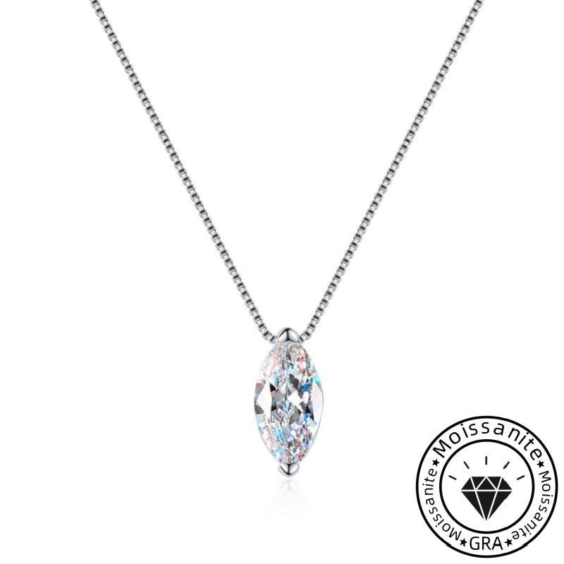 Solarii Moissanite 1.0ct Marquise Cut  925 Sterling Silver Necklace