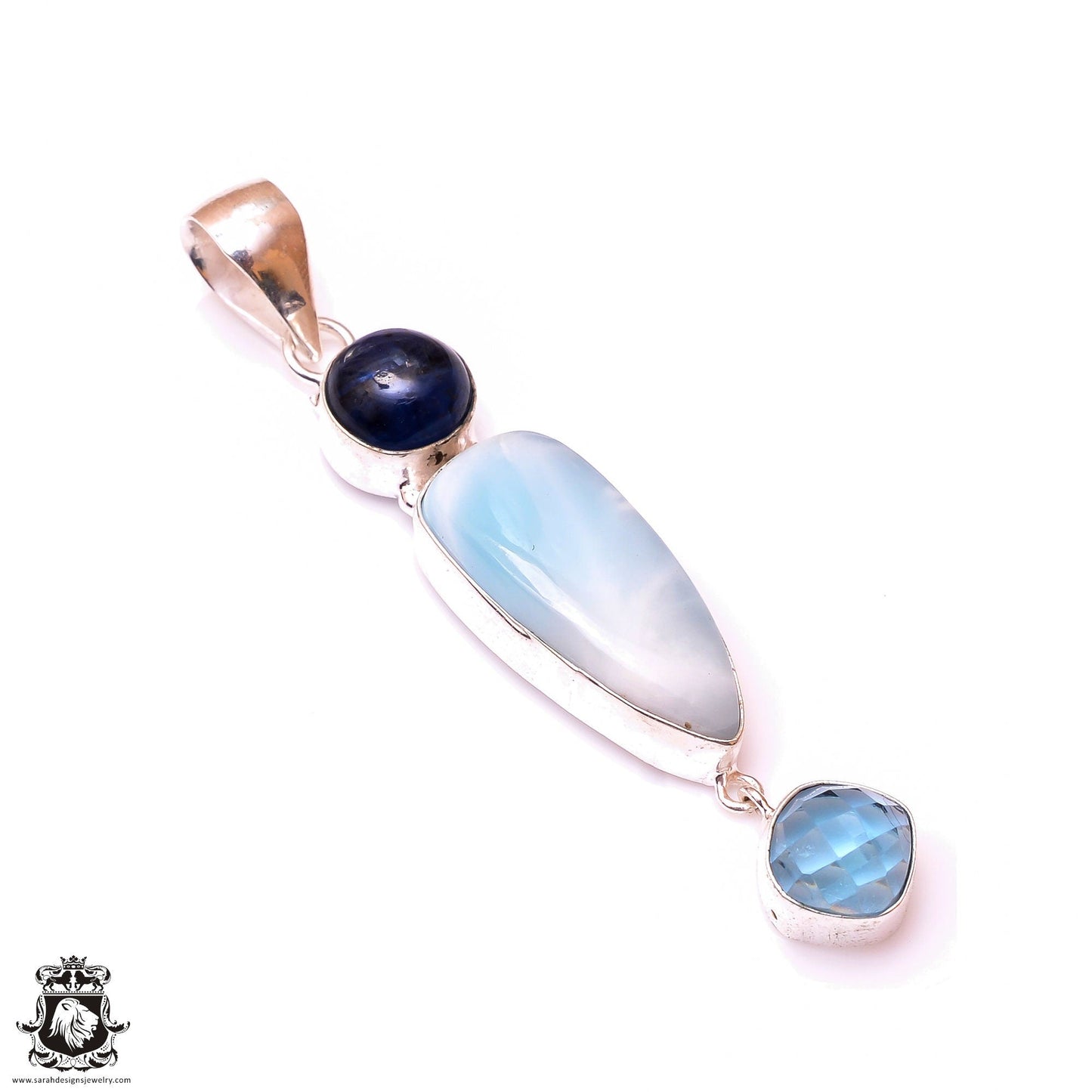 Kyanite Larimar Aquamarine Pendant & 3MM Italian Chain P9955
