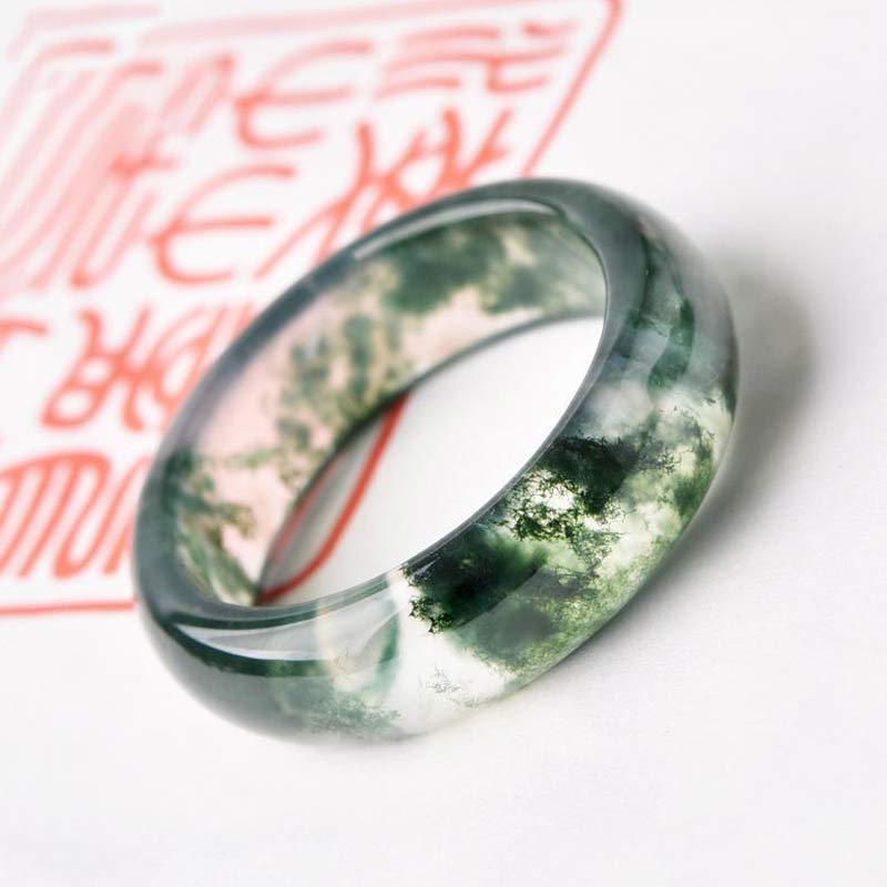 Fortune Jewel Moss Agate Healing Balance Ring