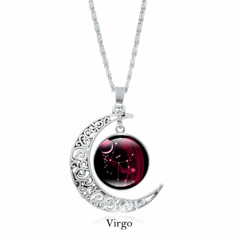 Fortune Jewel 12 Constellations of the Zodiac Moon Protection Necklace Chain Pendant