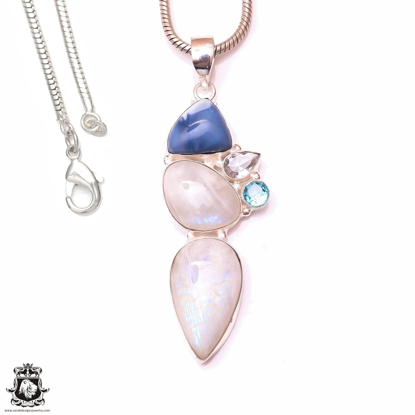 Rainbow Moonstone Owyhee Opal Pendant & 3MM Italian Chain P9997