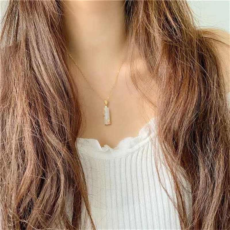 Fortune Jewel White Jade Cyan Jade Bamboo Luck Protection Necklace Pendant