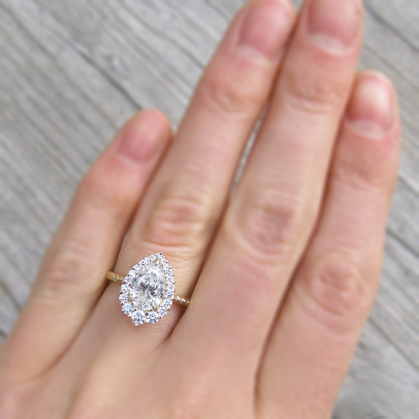 ・CELESTE・Pear Lab-Grown Diamond Center, Diamond Halo (1.49ctw+)