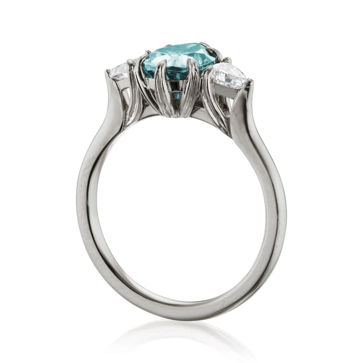 ・BRYNN・Teal-Green Iconic™ Pear Moissanite Center, Trillion Diamonds (1.92ctw)
