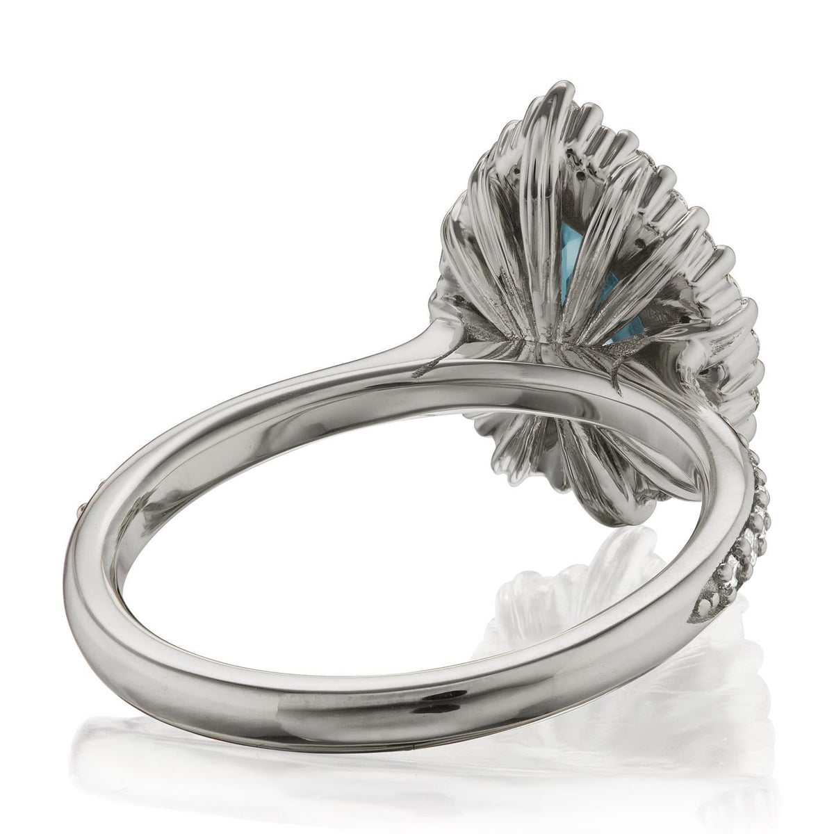 ・CELESTE・Pear Aqua-Teal Iconic™ Moissanite Center, Diamond Halo (1.83ctw+)