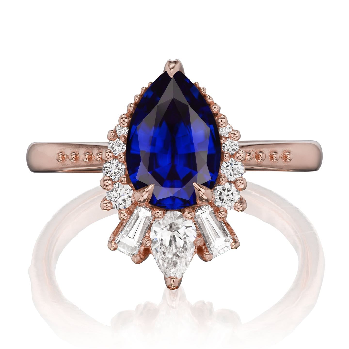 ・ARTEMIS・Pear Blue Sapphire Center, Diamond Accents (2.21ctw+)