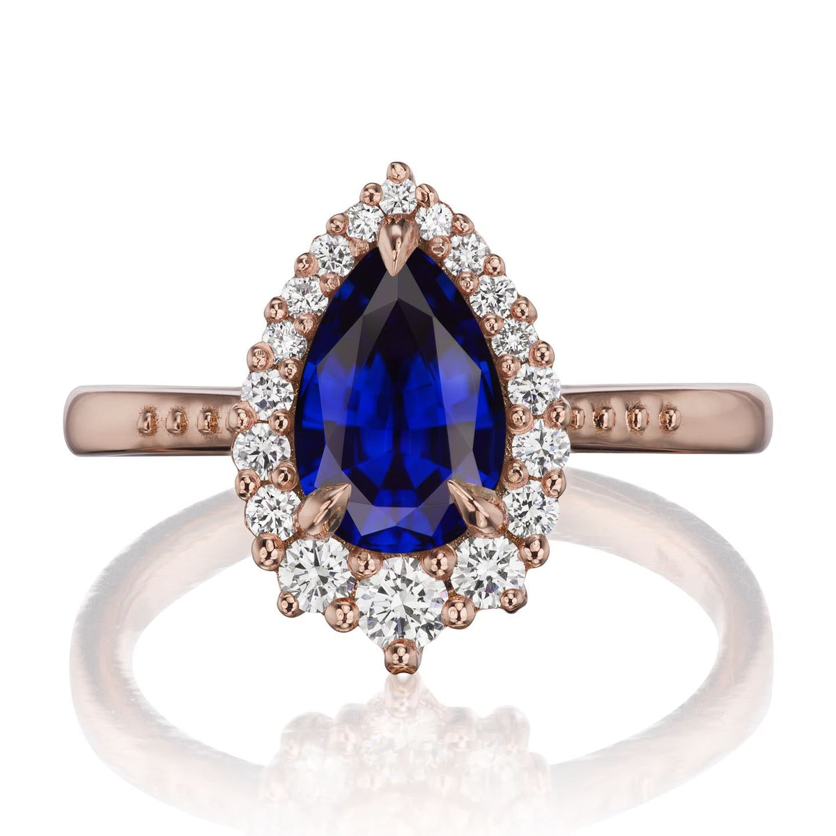 ・CELESTE・Pear Blue Sapphire Center, Diamond Halo (2.23ctw+)